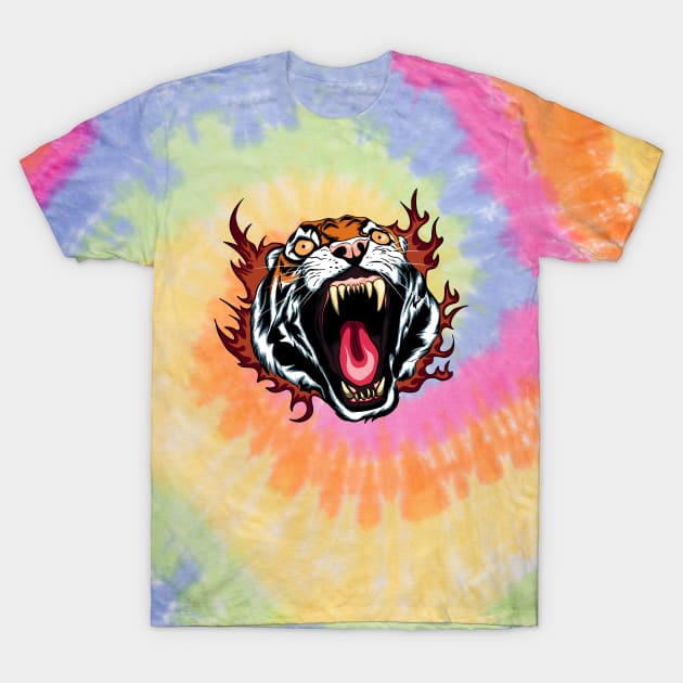 Angry Roaring Tiger Face T-Shirt by TMBTM